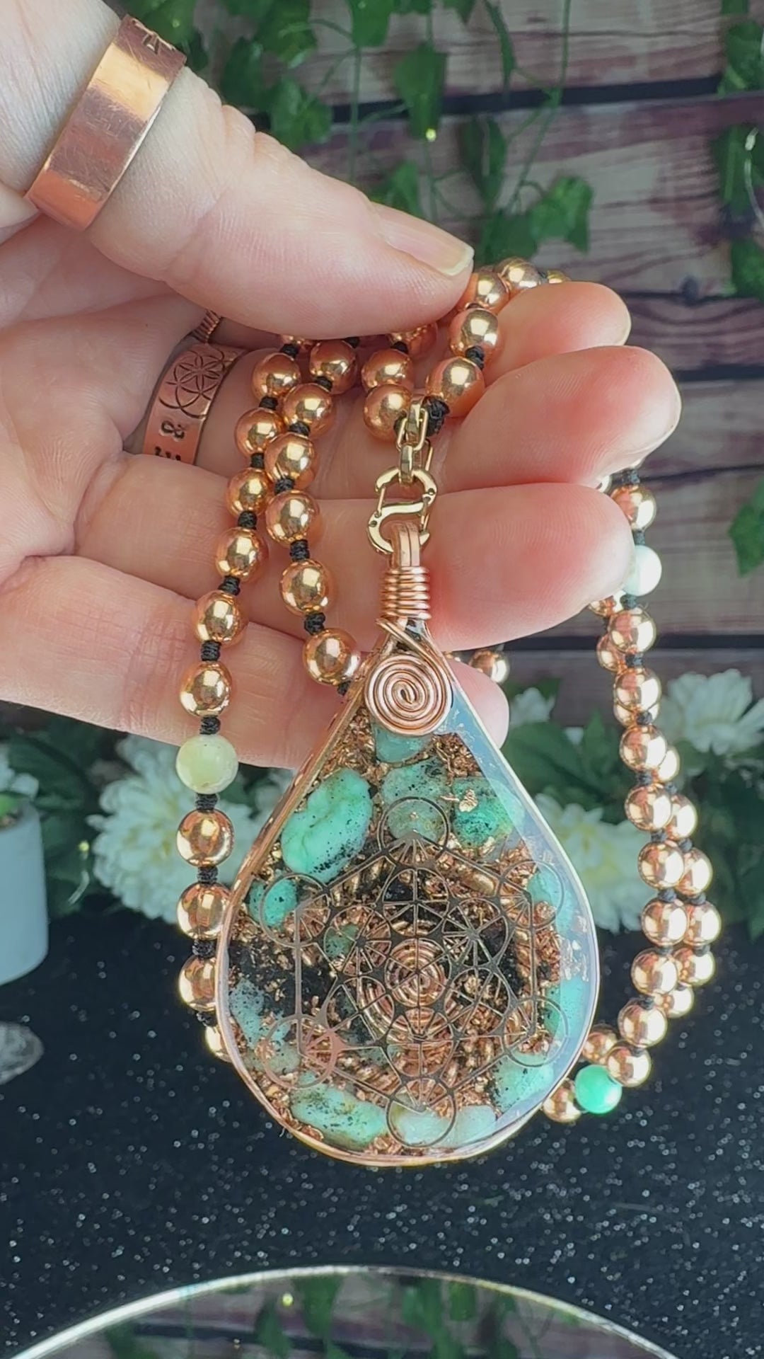 Gentle-Virtue Series~Orgonite Mala w/ Chrysophrase
