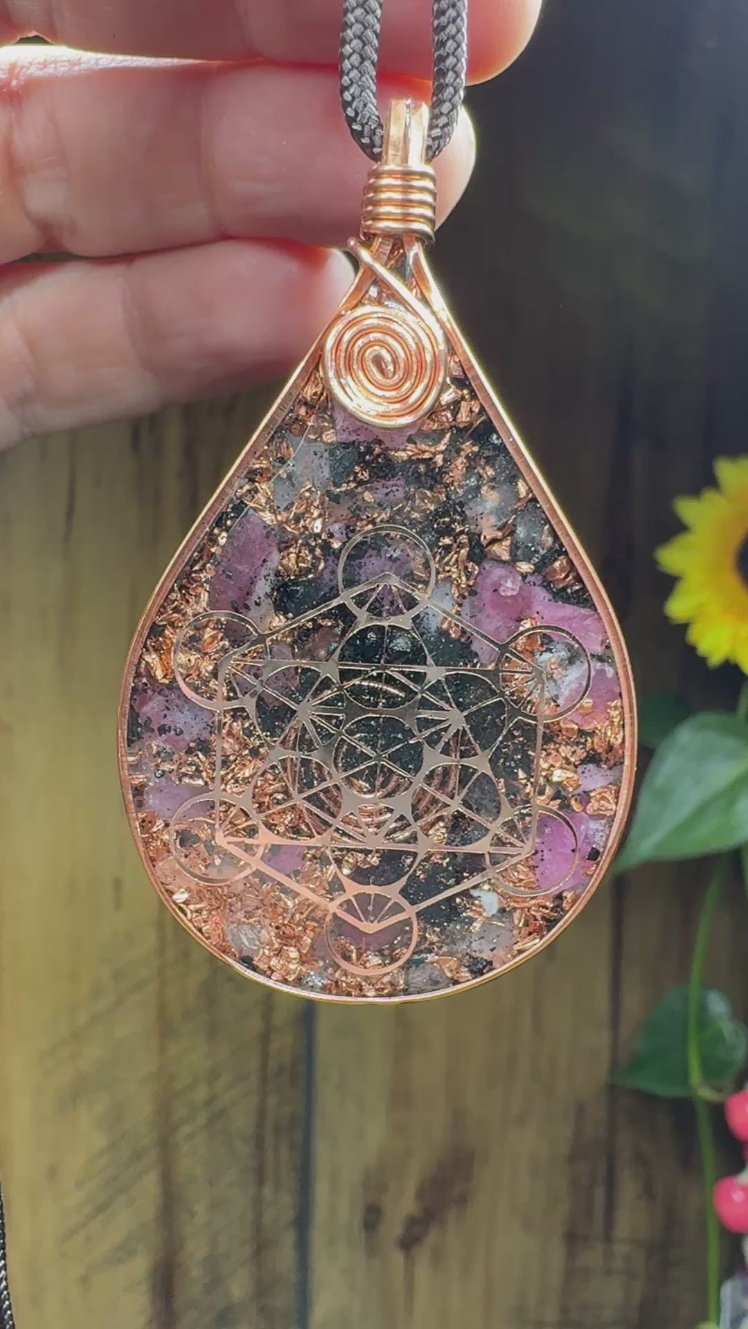 Metatron's Cube+Seed of Life-Pink Tourmaline