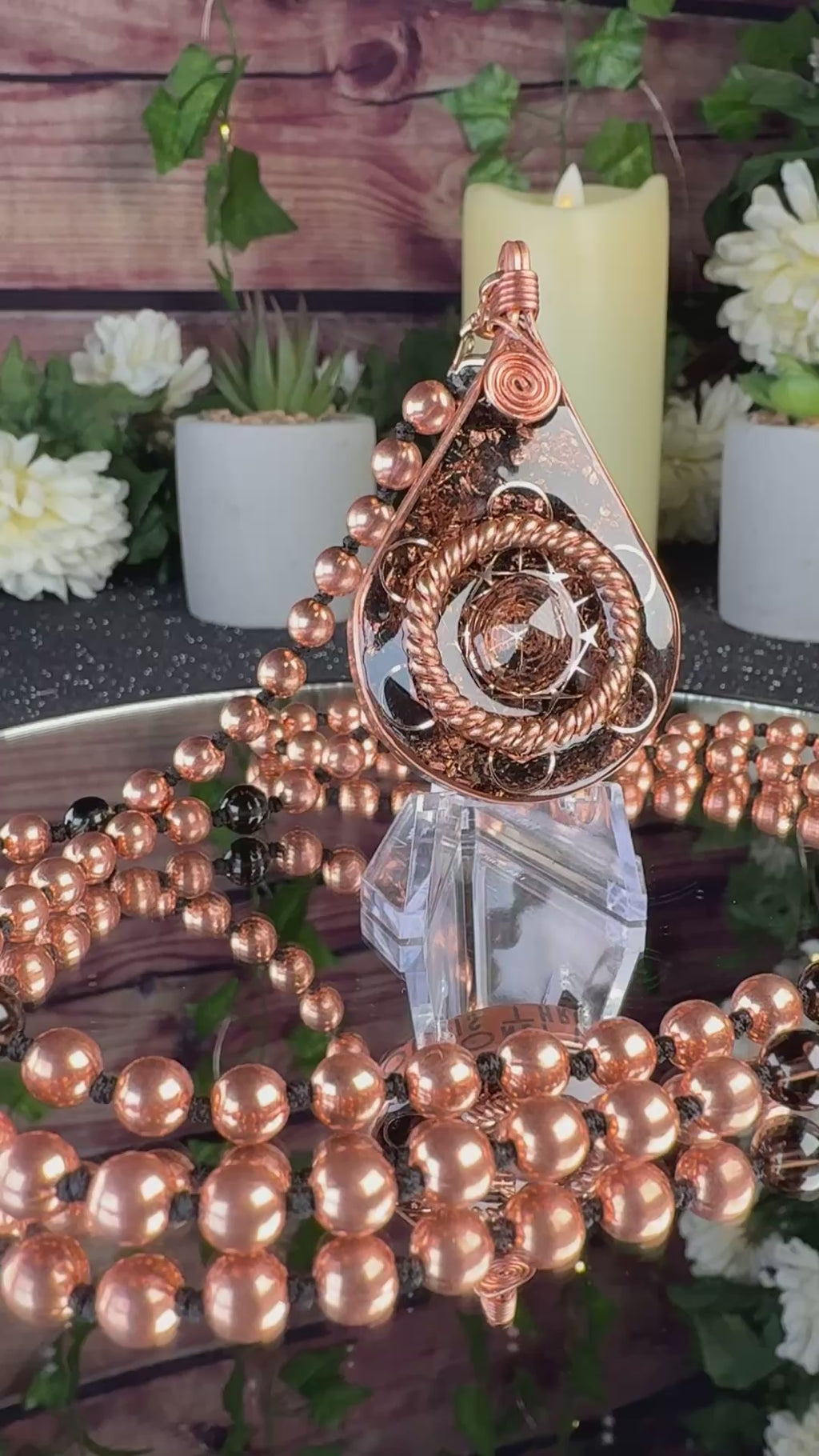 The Only Way Out Is Through~Smokey Quartz Orgonite Mala Necklace