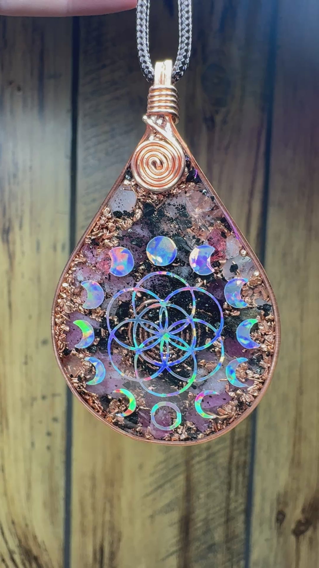 Moon Phases+Seed of Life-Pink Tourmaline,Rose Quartz