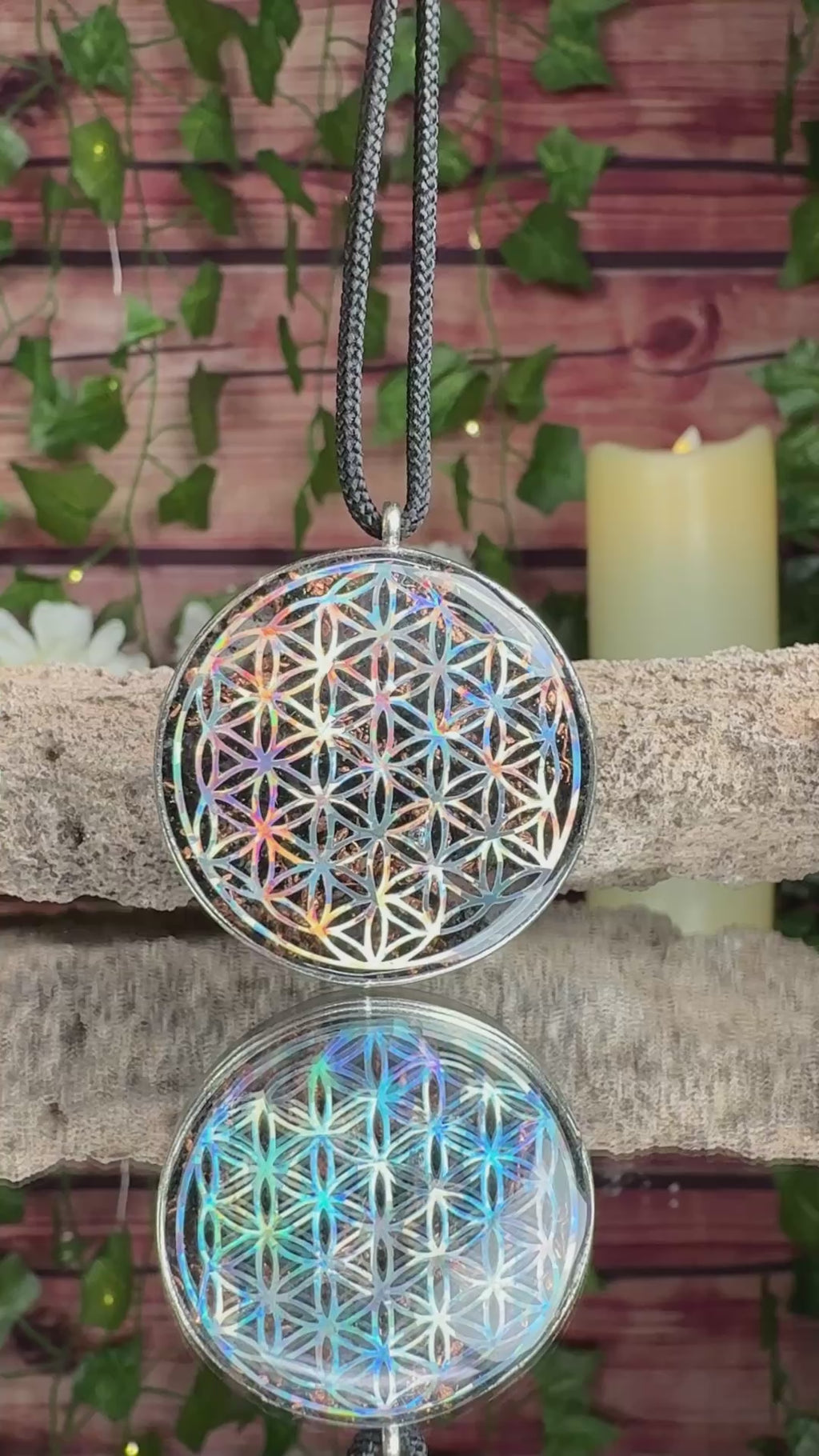 Flower of Life Dbl Sided Orgonite - Grounding Blend