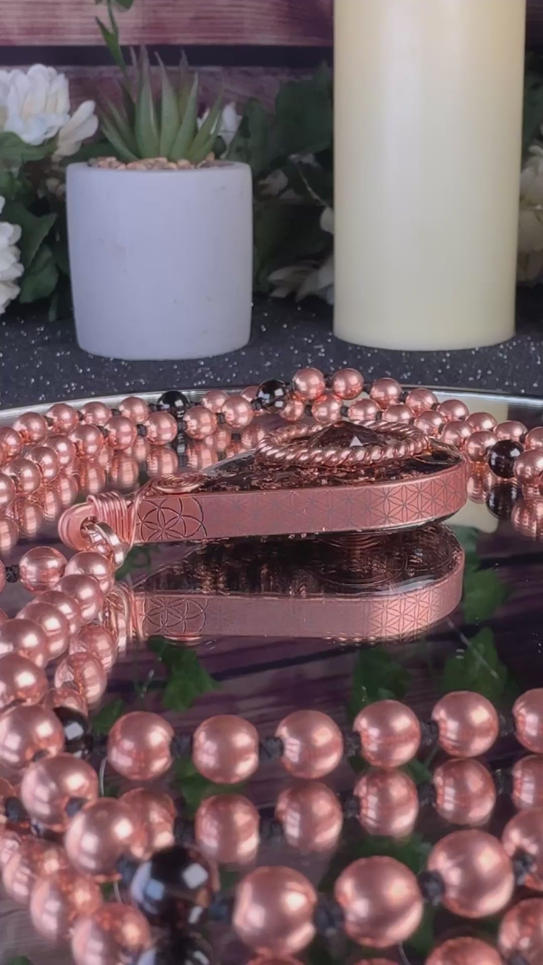 The Only Way Out Is Through~Smokey Quartz Orgonite Mala Necklace