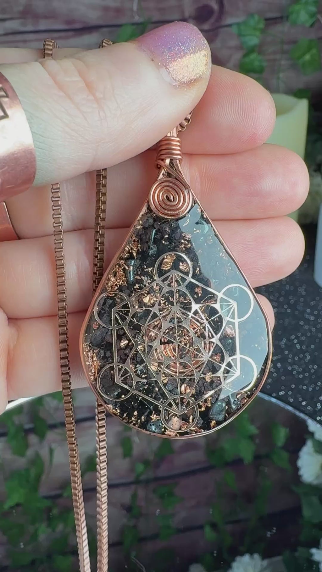 Be Here Now~Orgonite Necklace for Grounding+Protection