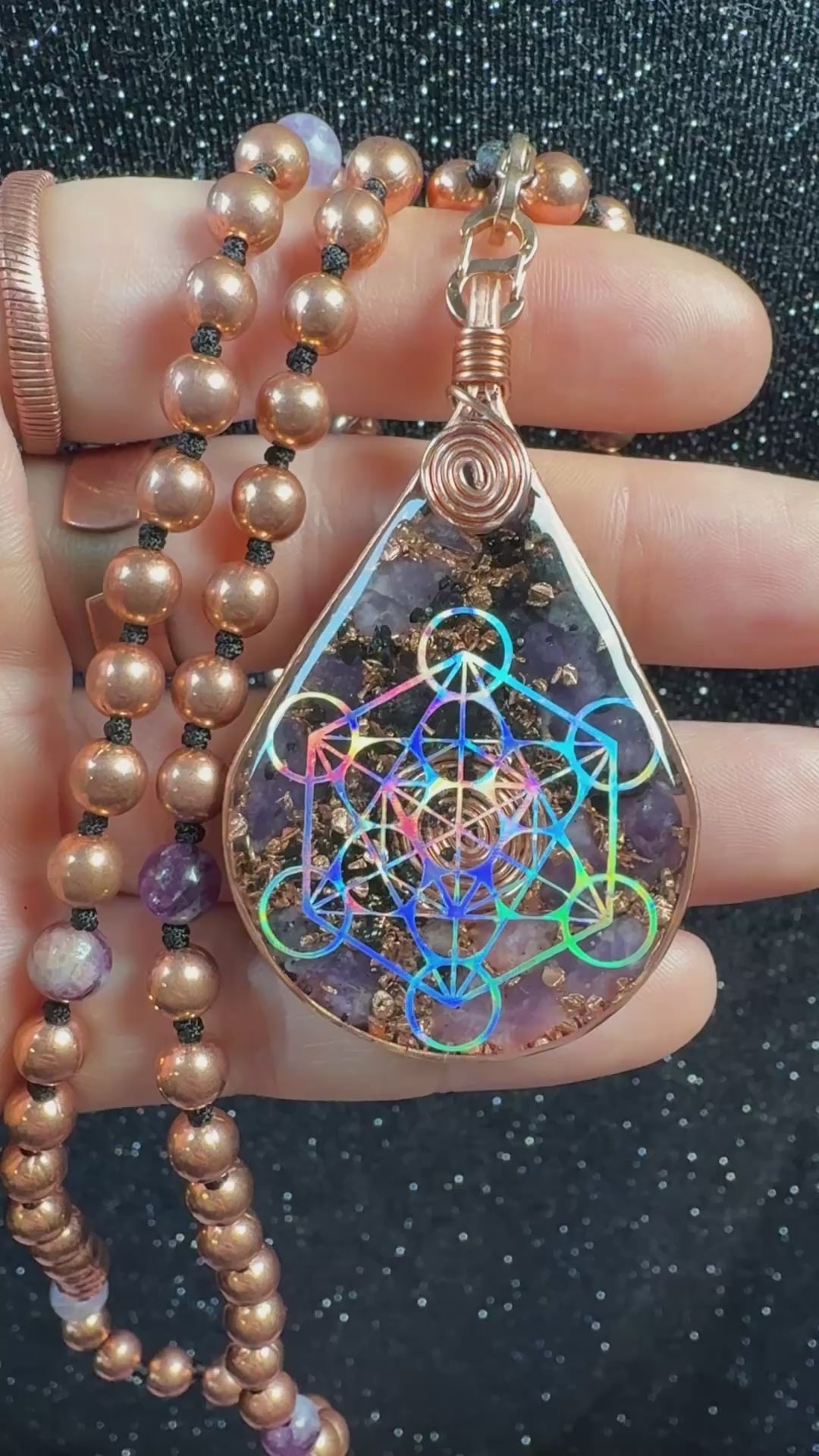 The wound is the place where the light enters you~ Orgonite Mala With Lepidolite